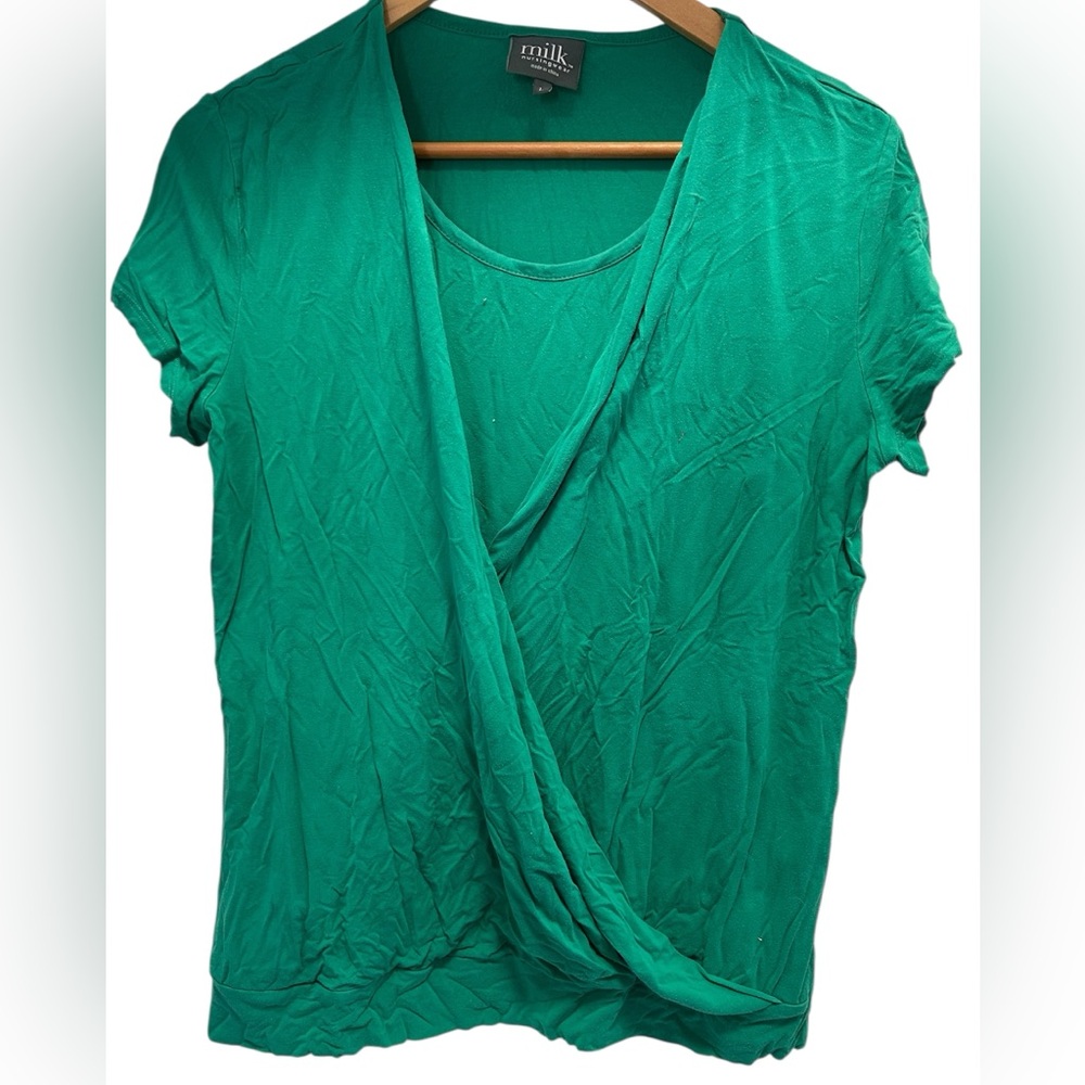 Milk nursewear Green Short Sleeve Top size large L